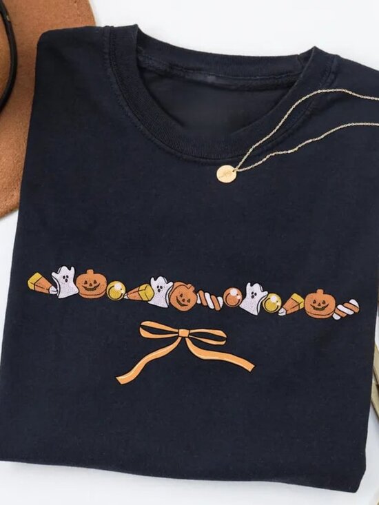 Tops - Halloween Shirt, Cute Ghost Pumpkin Tee, Spooky Season Shirt
